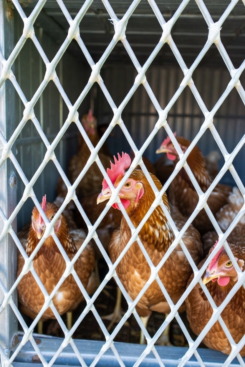 gallinas encerradas en la granja de avicola vidal satorres por la gripe aviar